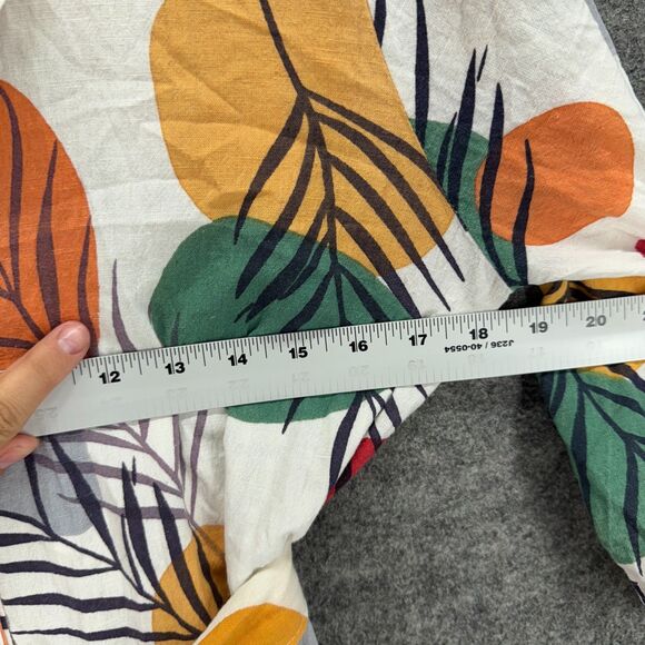 Periodical Jumpsuit Women XS White Floral Belted Collared Long Sleeve Pockets - Picture 4 of 6